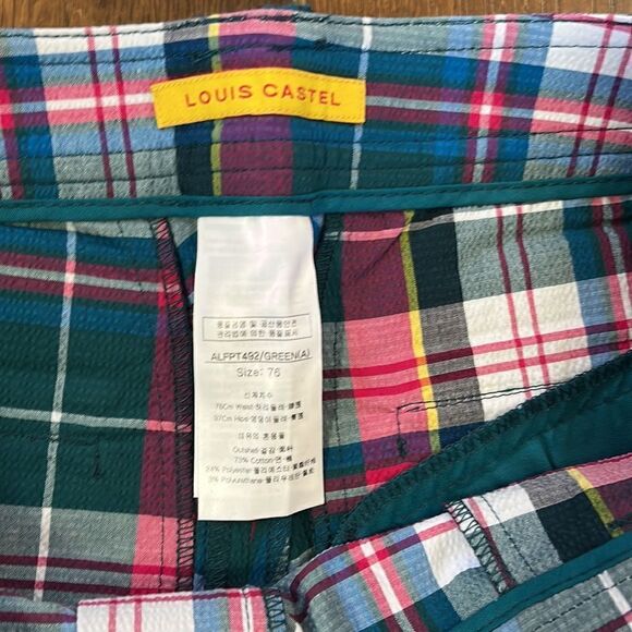 Louis Castel Paris Golf Pants in Olive and Red. plaid. Size 75. US 8 - Picture 5 of 8